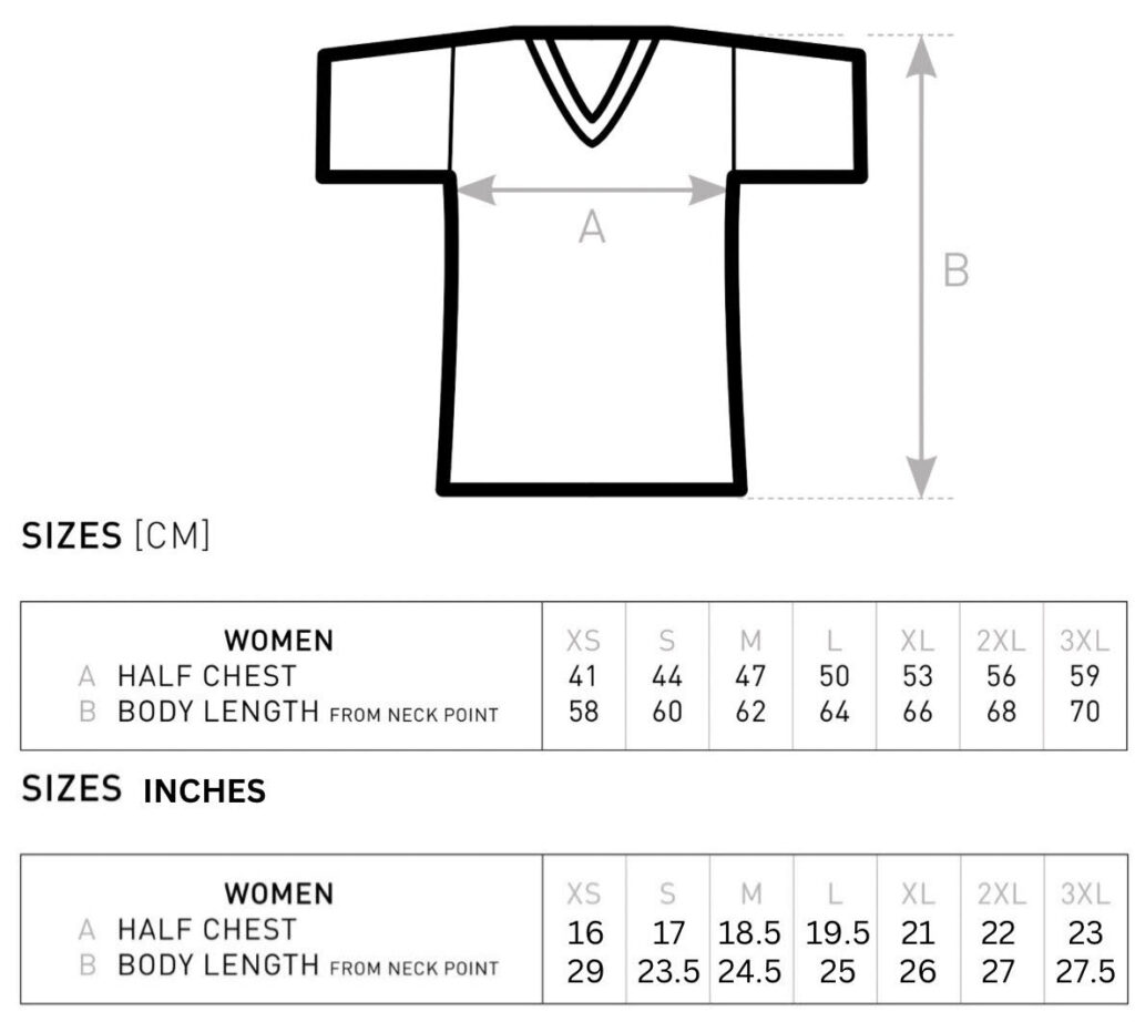 Women's t-shirt size chart