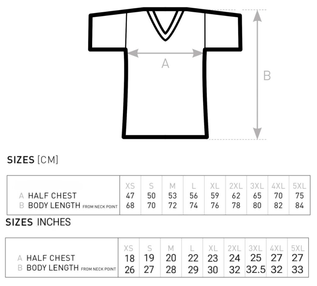 T-shirt size chart