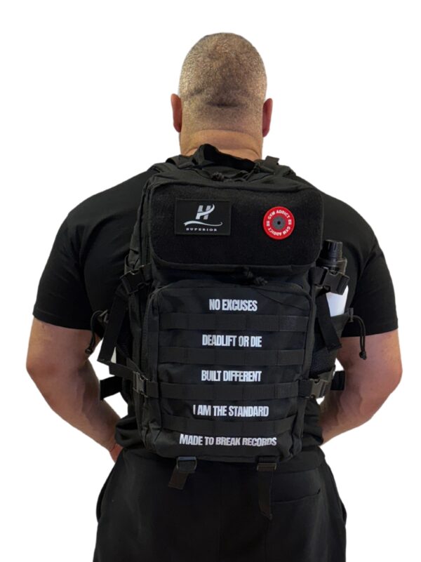 STRONGMAN Tactical Backpack – front view of rugged gym and travel bag -