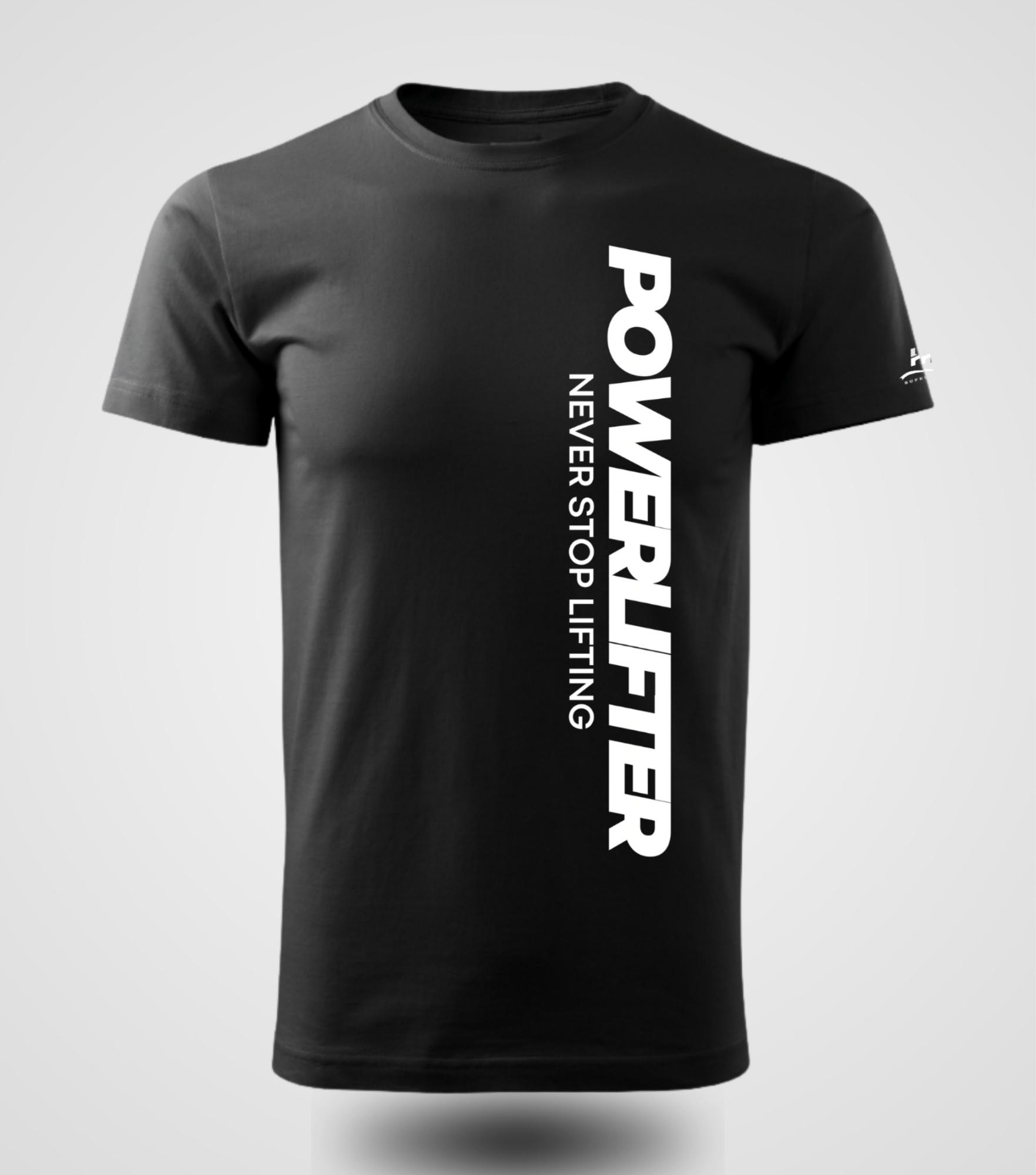 Powerlifter Never Stop Lifting T-shirt, regular fit, front view